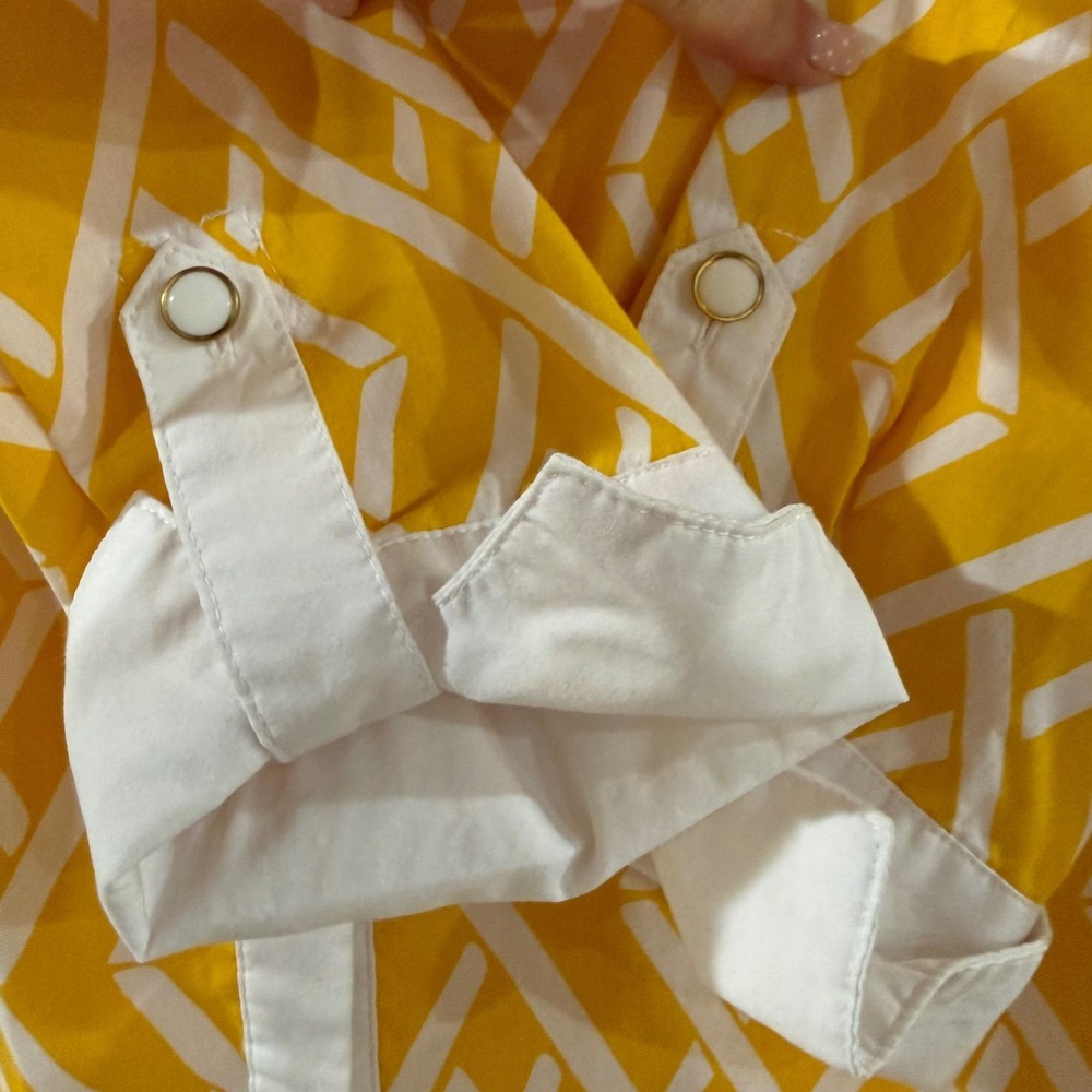 Bob Mackie Wearable Art Womens Small Yellow White Geometric Button Down Shirt - Picture 9 of 11